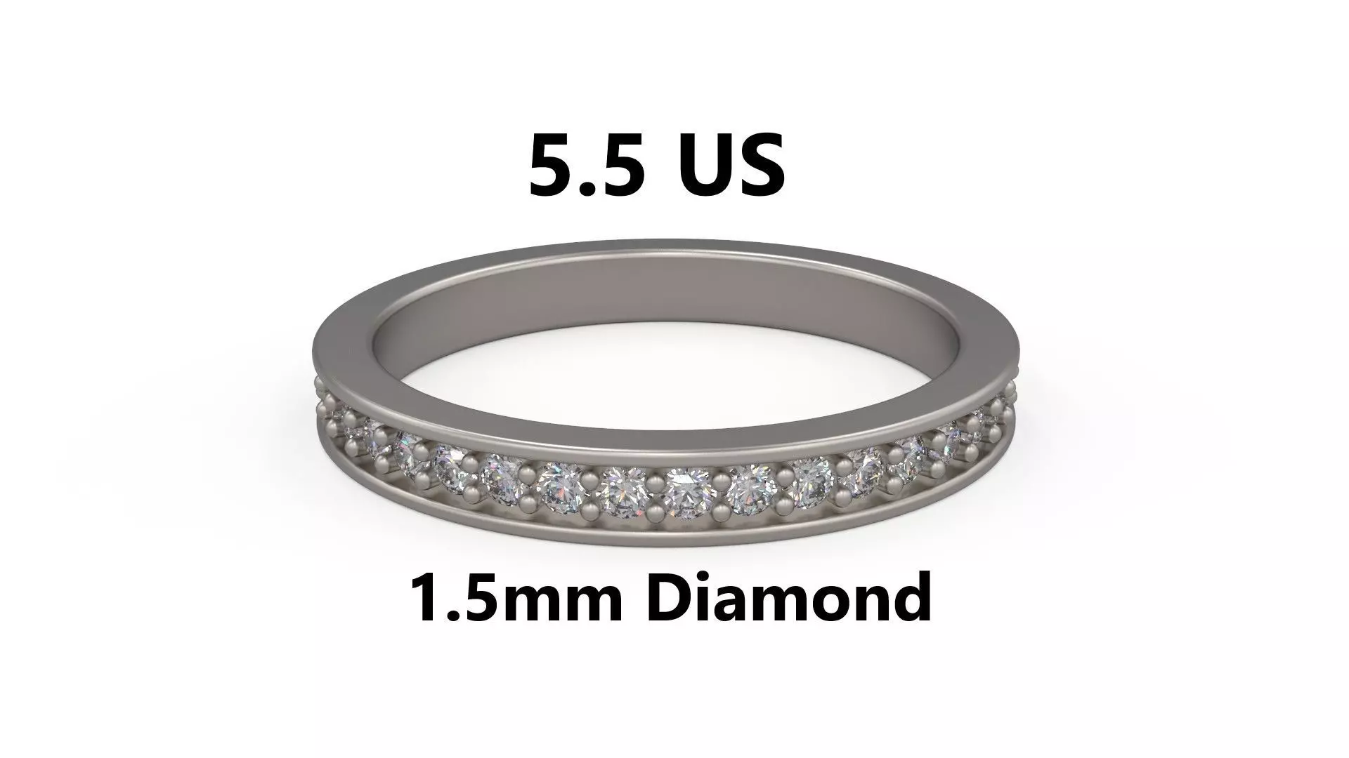 Model 1223 Eternity Band Ring 5 and half US Size 1pnt5mm Diamond 3D print model