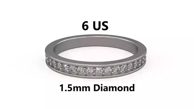 Model 1224 Eternity Band Ring 6 US Size 1point5mm Diamond 3D print model