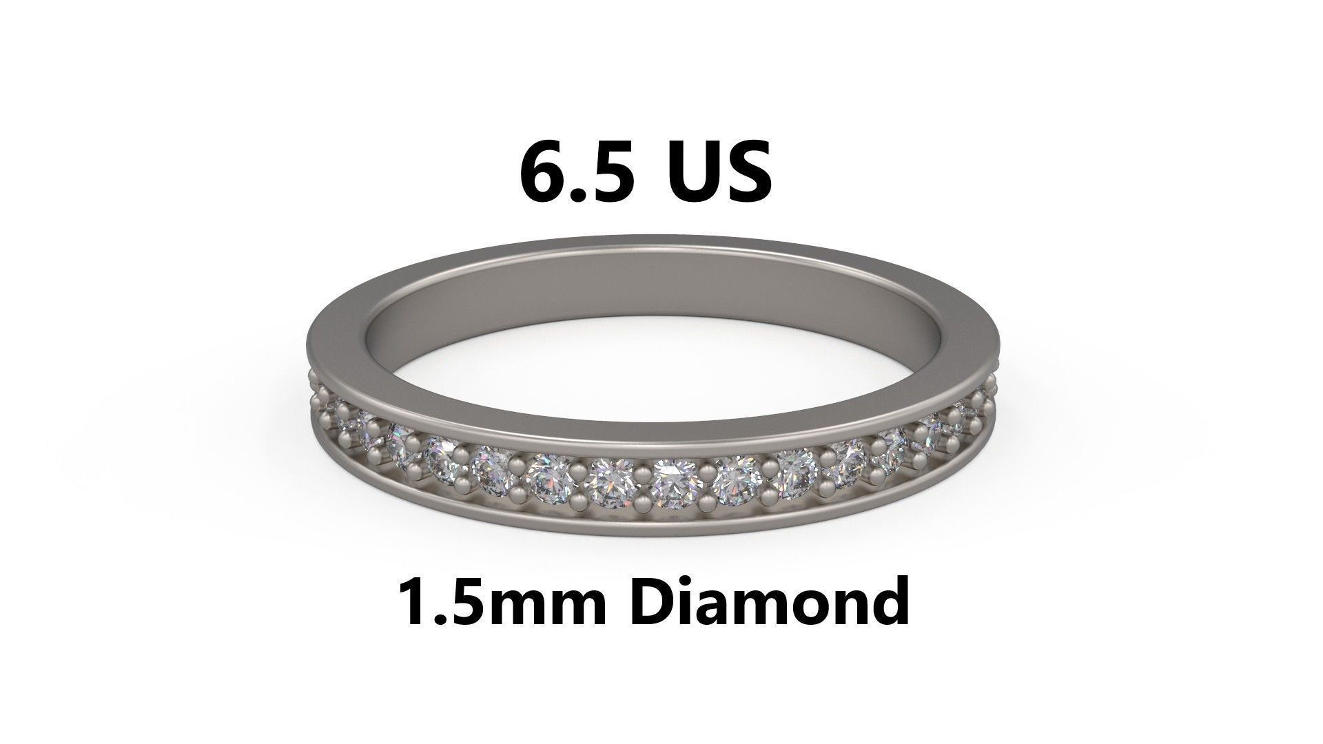 Model 1225 Eternity Band Ring 6 and half US Size 1pnt5mm Diamond 3D print model_0