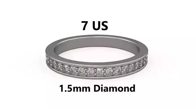 Model 1226 Eternity Band Ring 7 US Size 1point5mm Diamond 3D print model