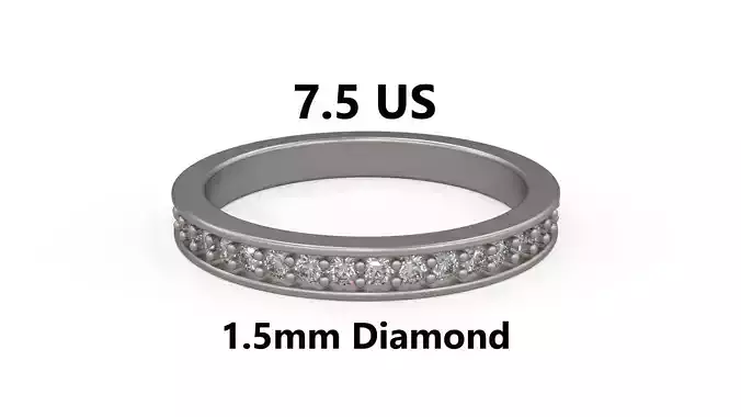 Model 1227 Eternity Band Ring 7 and half US Size 1pnt5mm Diamond 3D print model