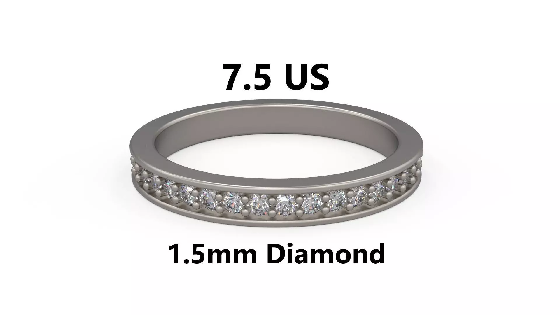 Model 1227 Eternity Band Ring 7 and half US Size 1pnt5mm Diamond 3D print model