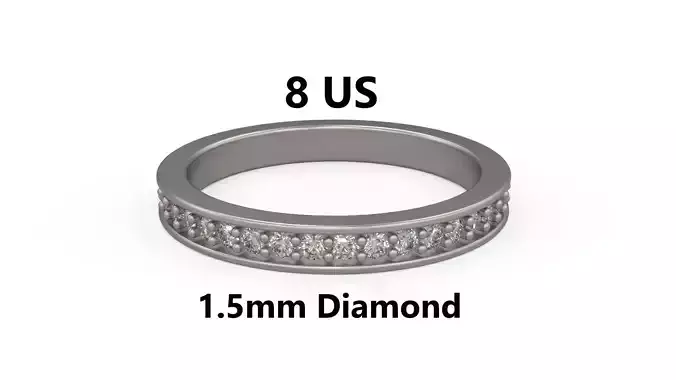 Model 1228 Eternity Band Ring 8 US Size 1point5mm Diamond 3D print model