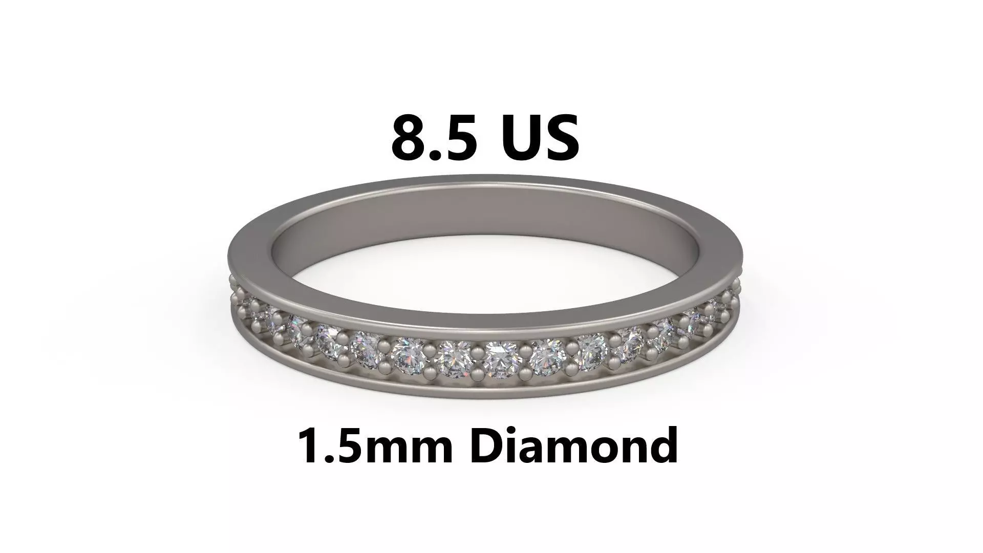 Model 1229 Eternity Band Ring 8 and half US Size 1pnt5mm Diamond 3D print model