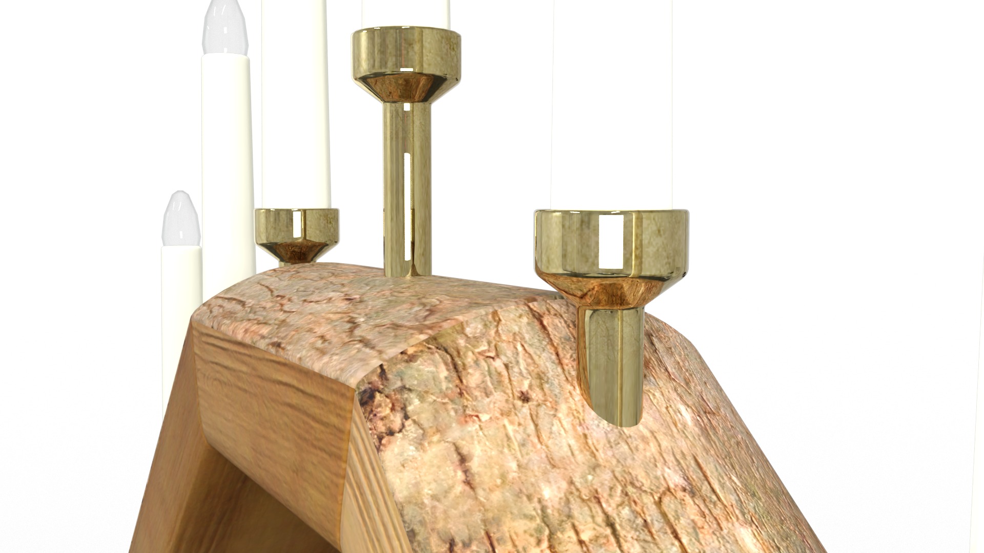 Wooden candle holders  Low-poly 3D model_4