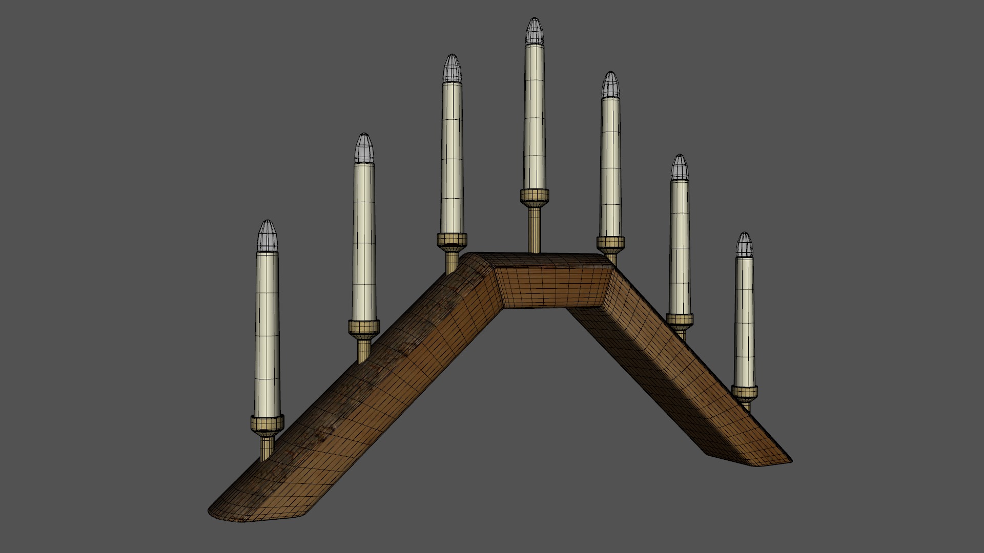 Wooden candle holders  Low-poly 3D model_6