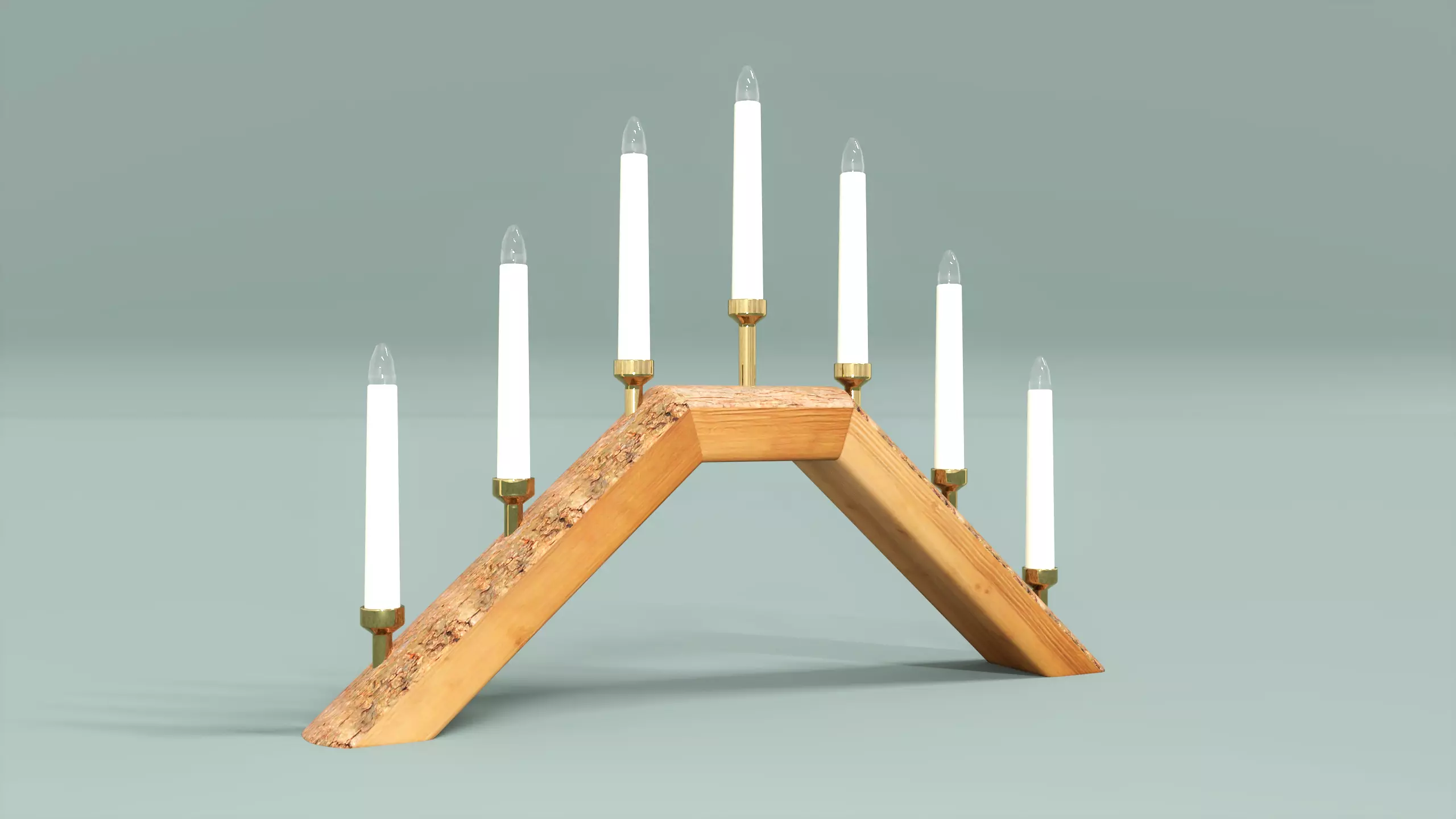 Wooden candle holders  Low-poly 3D model_0