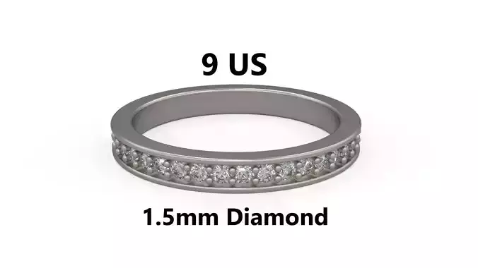 Model 1230 Eternity Band Ring 9 US Size 1point5mm Diamond 3D print model