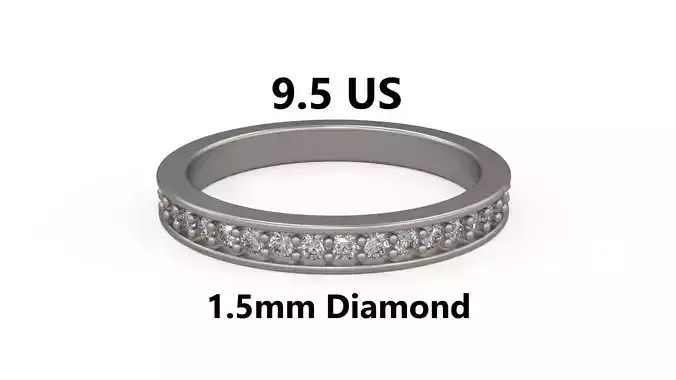 Model 1231 Eternity Band Ring 9 and half US Size 1pnt5mm Diamond 3D print model