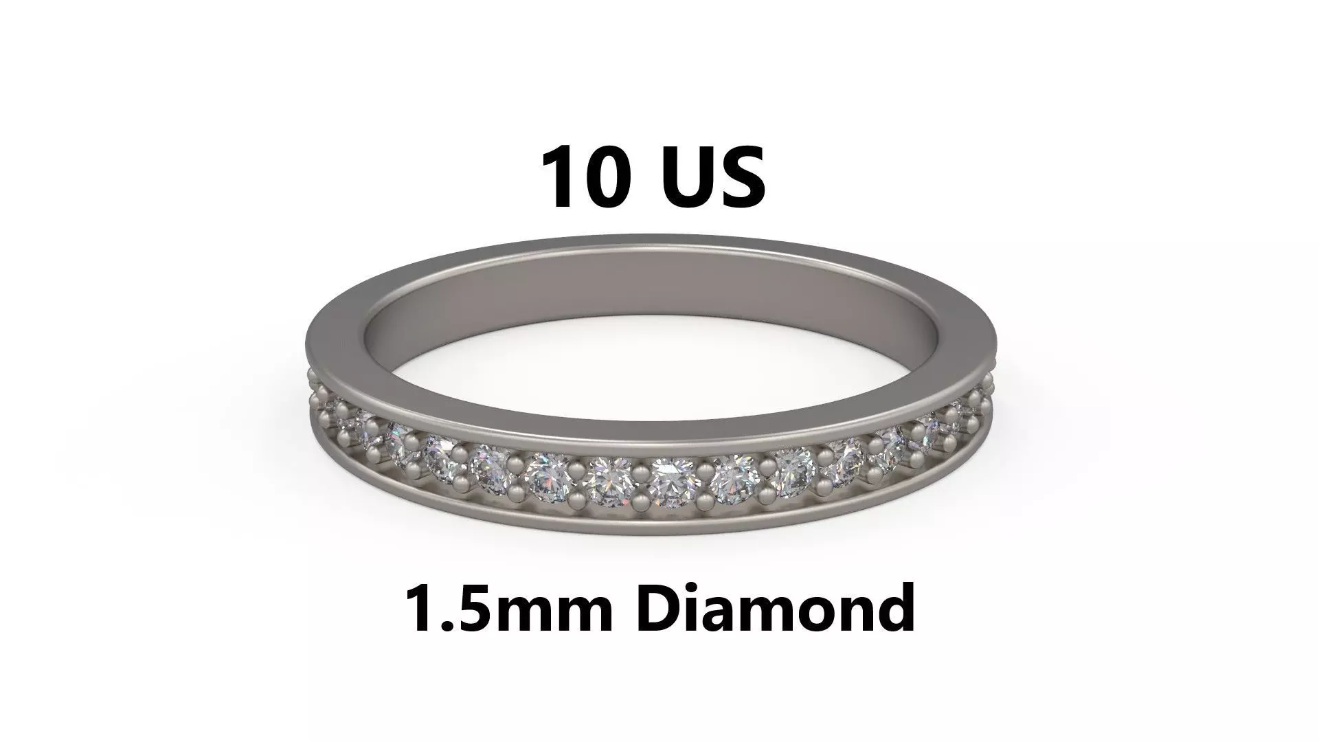 Model 1232 Eternity Band Ring 10 US Size 1point5mm Diamond 3D print model