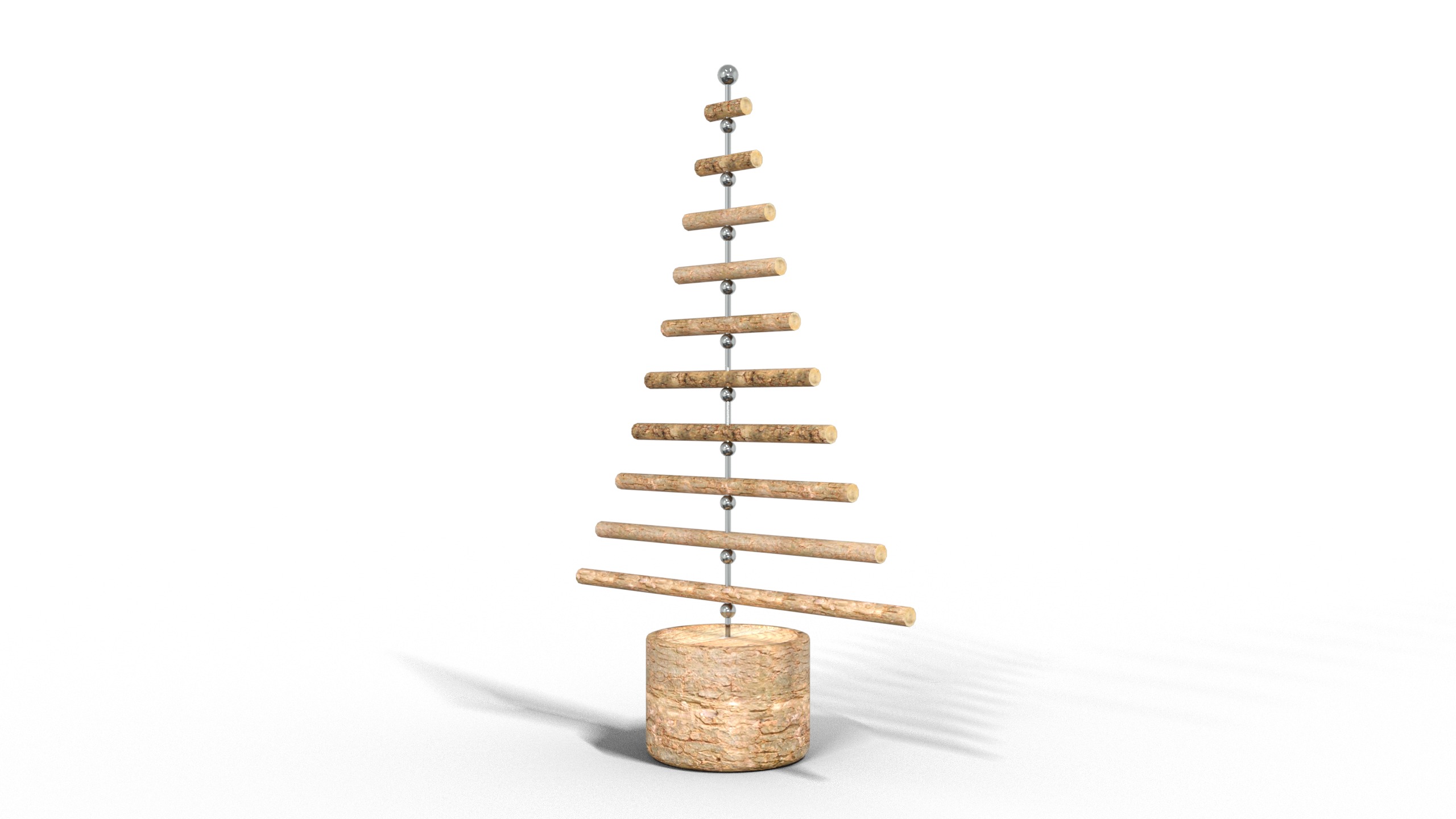 Christmas Logs Wooden Tree Low-poly 3D model_1