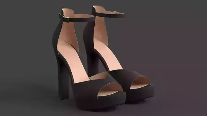 Unbranded Sandal 02 Women Platform Sandal Black Low-poly 3D model