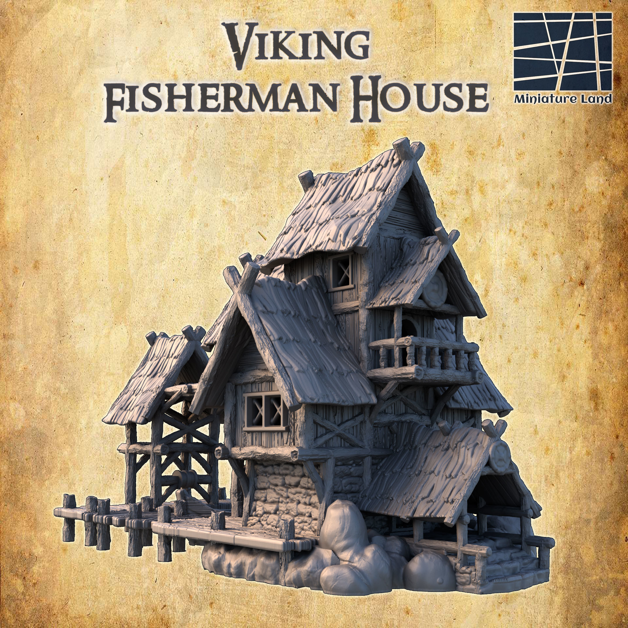 Viking Fisherman House Tabletop Terrain 28 MM 3D print model_3