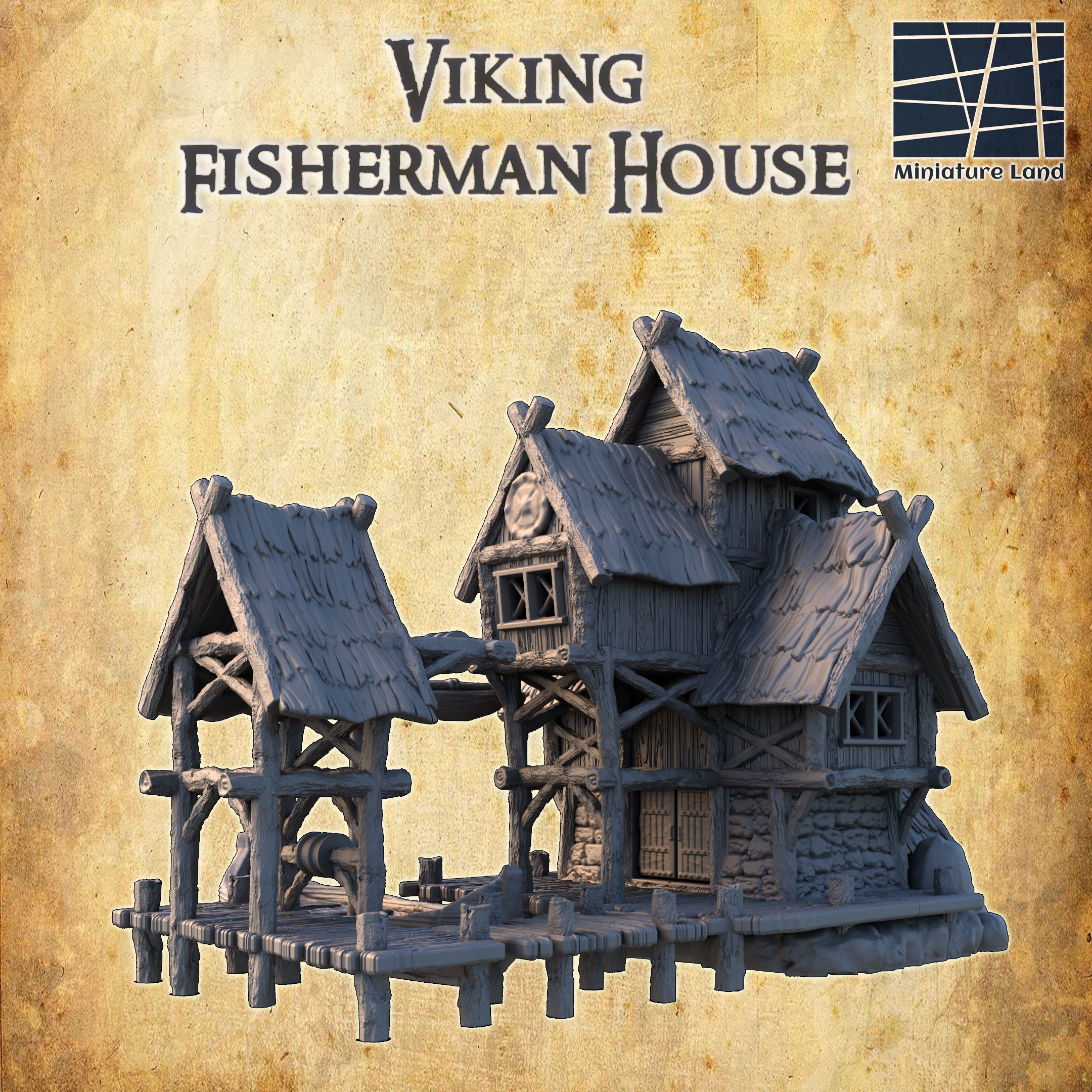 Viking Fisherman House Tabletop Terrain 28 MM 3D print model_2