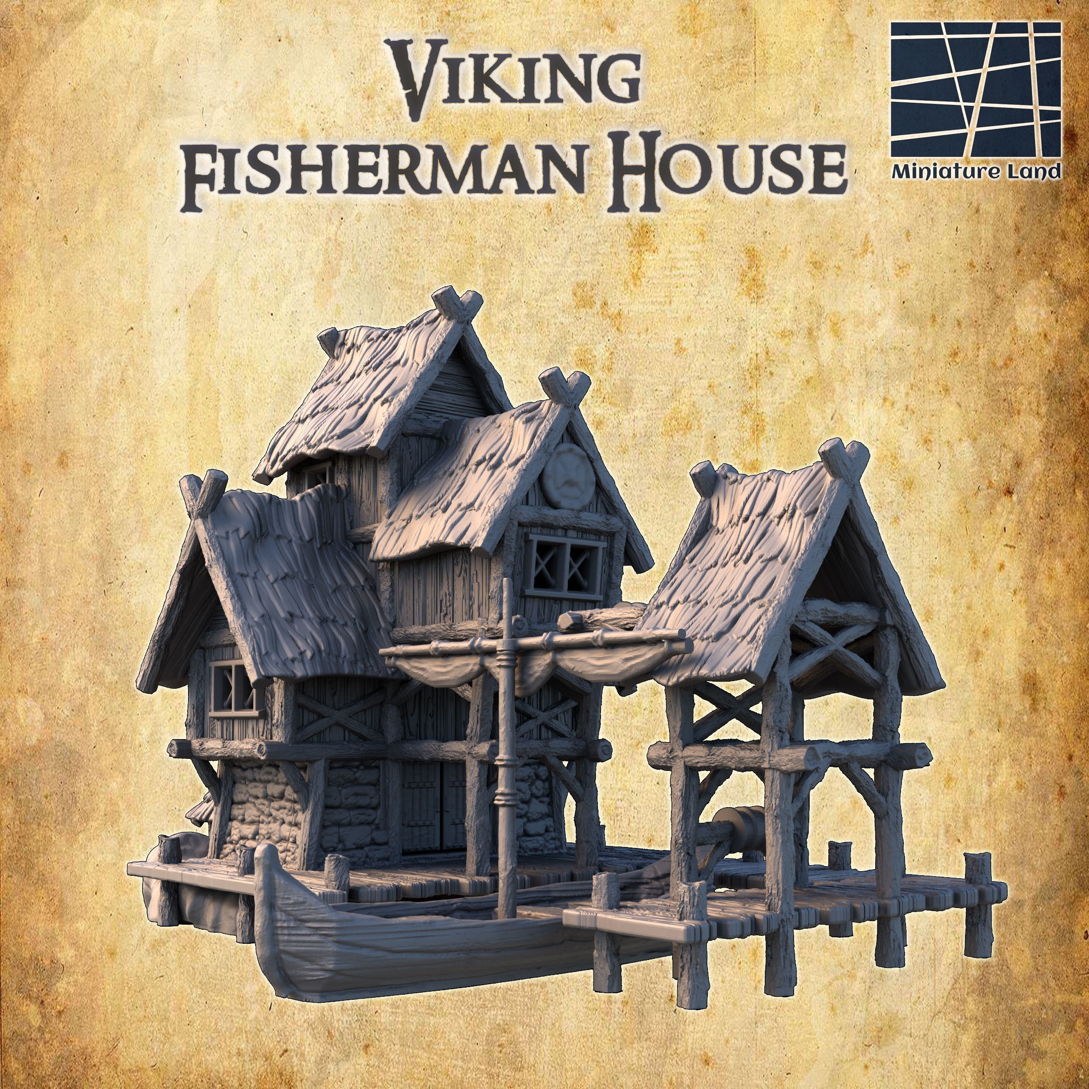 Viking Fisherman House Tabletop Terrain 28 MM 3D print model_1