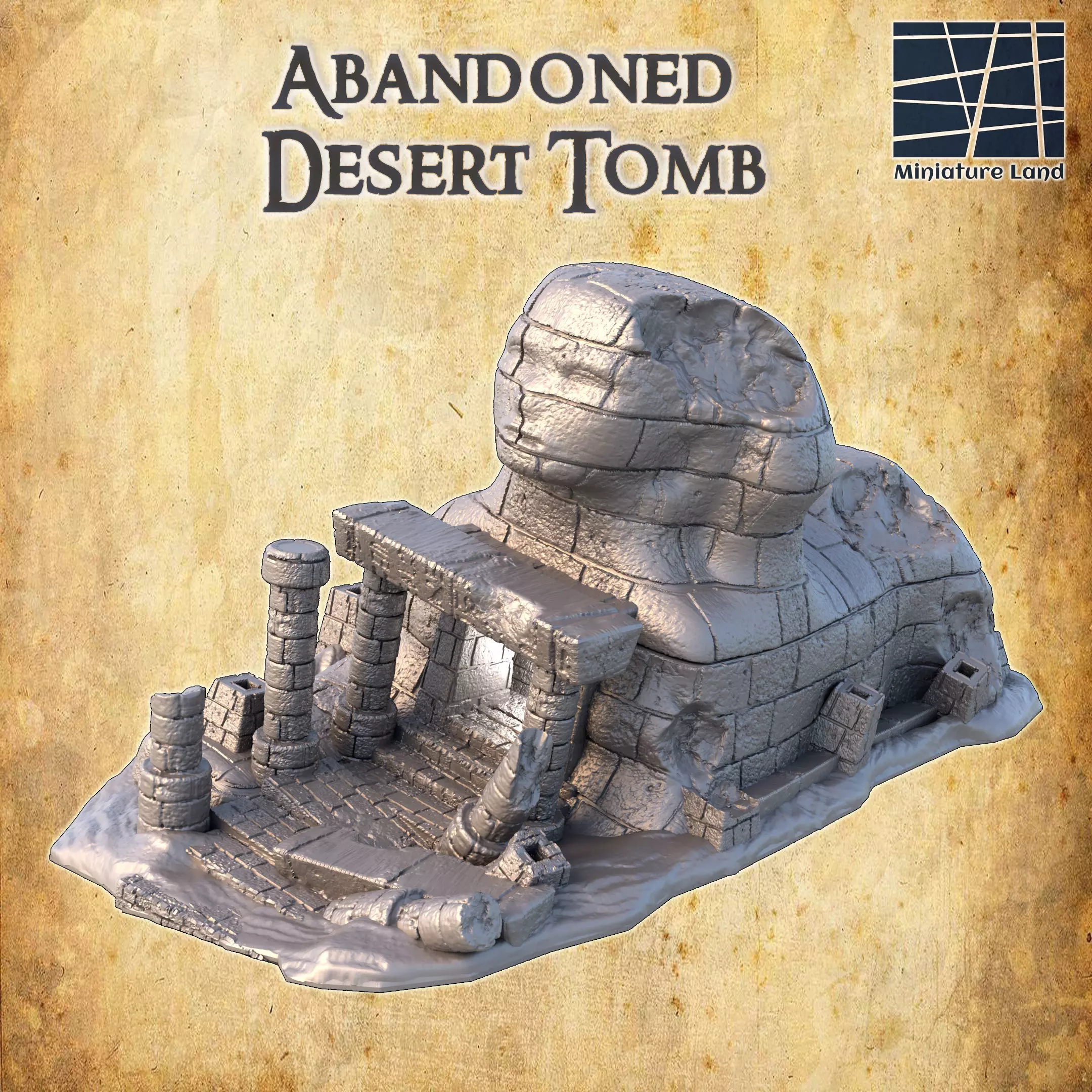 Abandoned Desert Tomb Tabletop Terrain 28 MM 3D print model