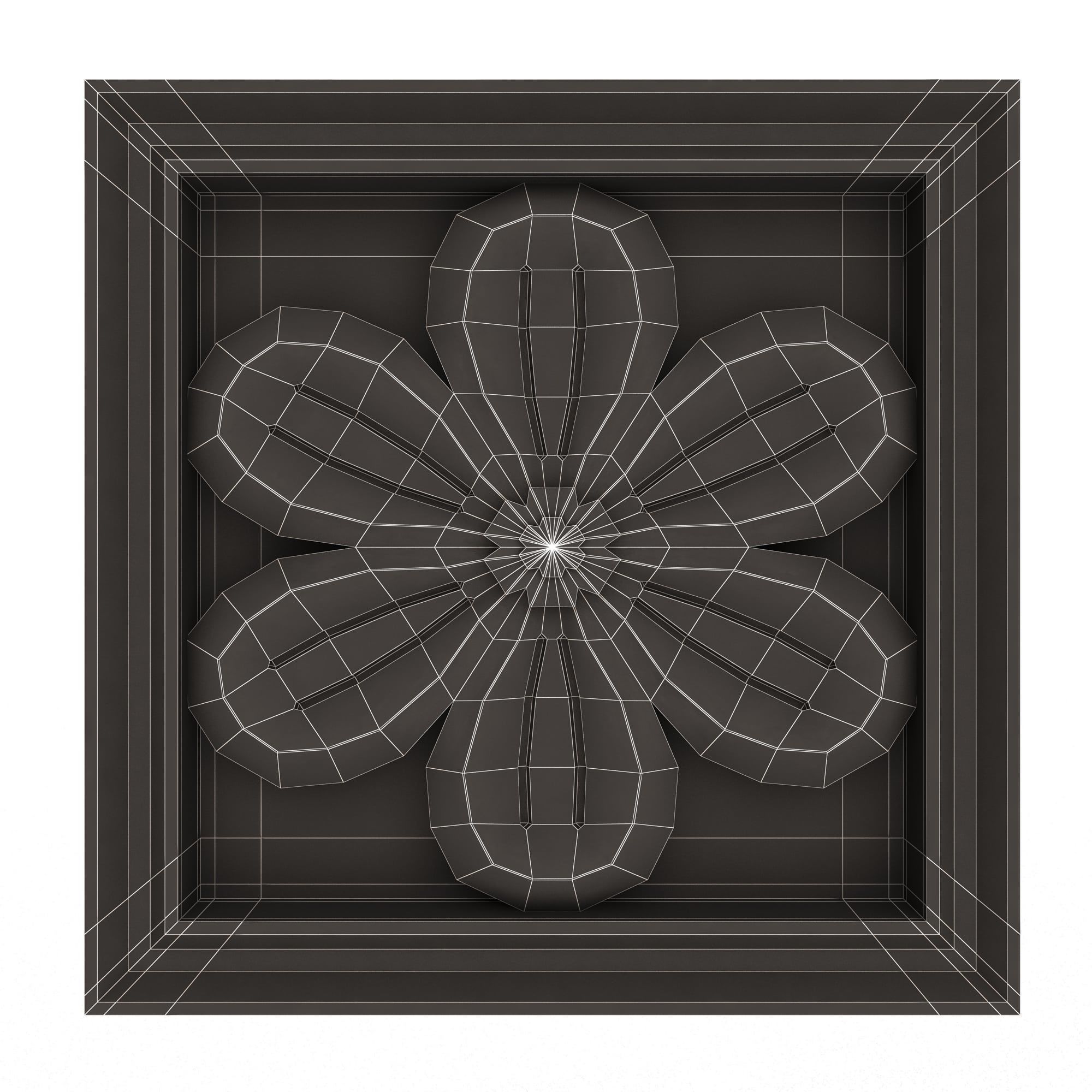 Rosette Carved Decoration CNC 027 Low-poly 3D model_15