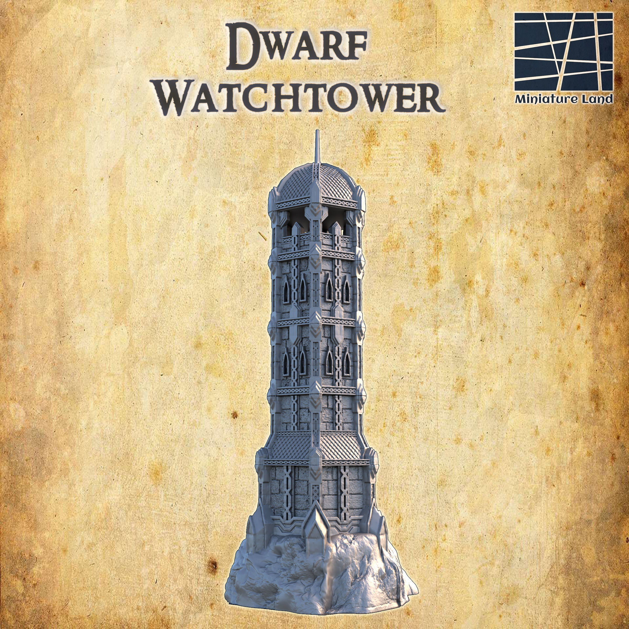 Dwarf Watchtower Tabletop Terrain 28 MM 3D print model_2