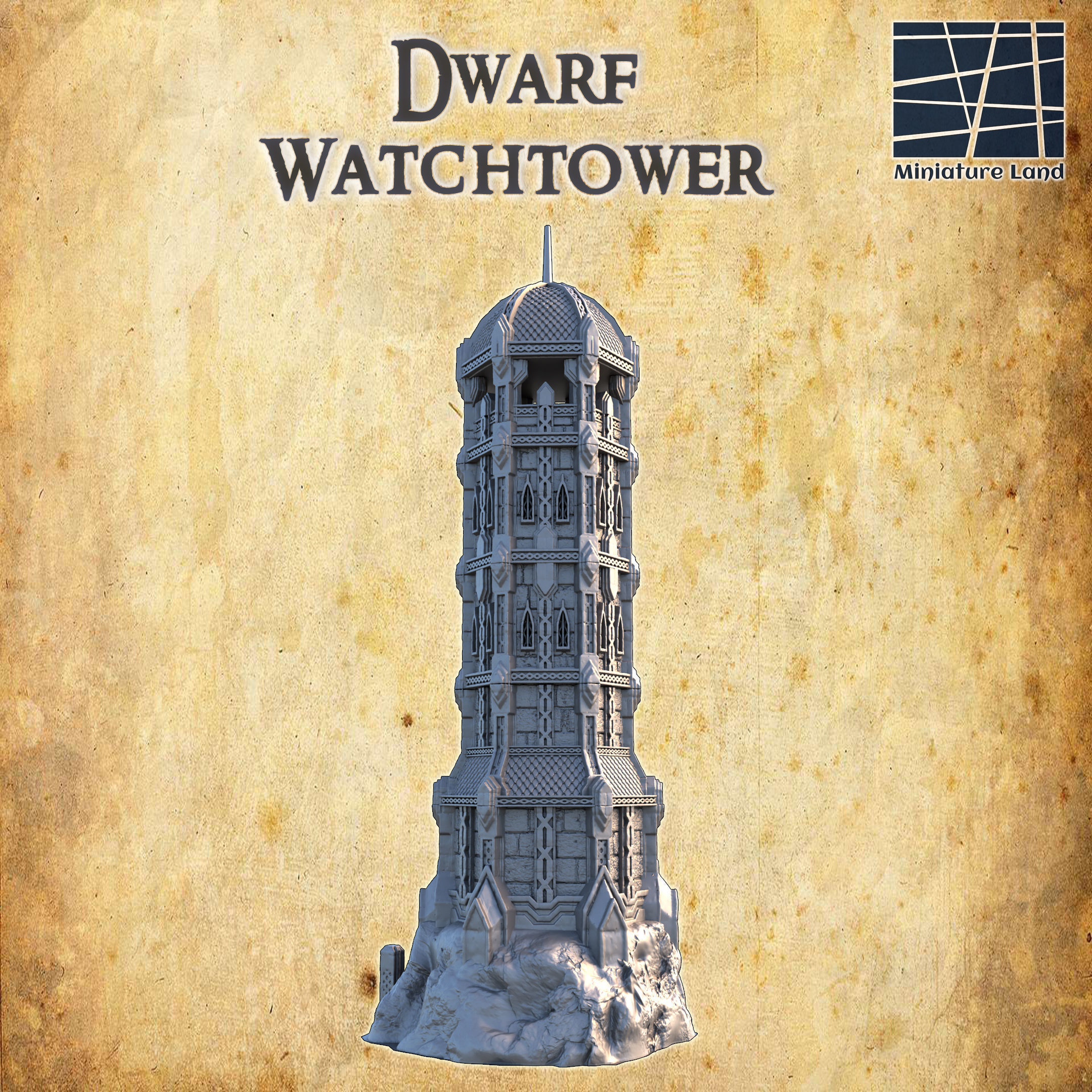 Dwarf Watchtower Tabletop Terrain 28 MM 3D print model_3