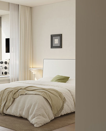 Comfortable bedroom interior scene 3D model 7