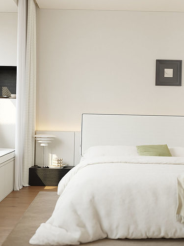 Comfortable bedroom interior scene 3D model 4