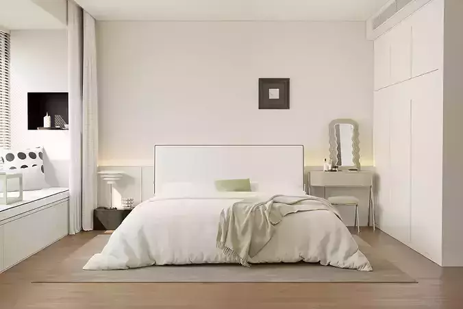 Comfortable bedroom interior scene