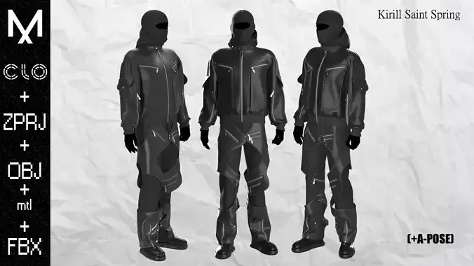New Outfit Male Marvelous designer Clo3d OBJ mtl FBX ZPRJ