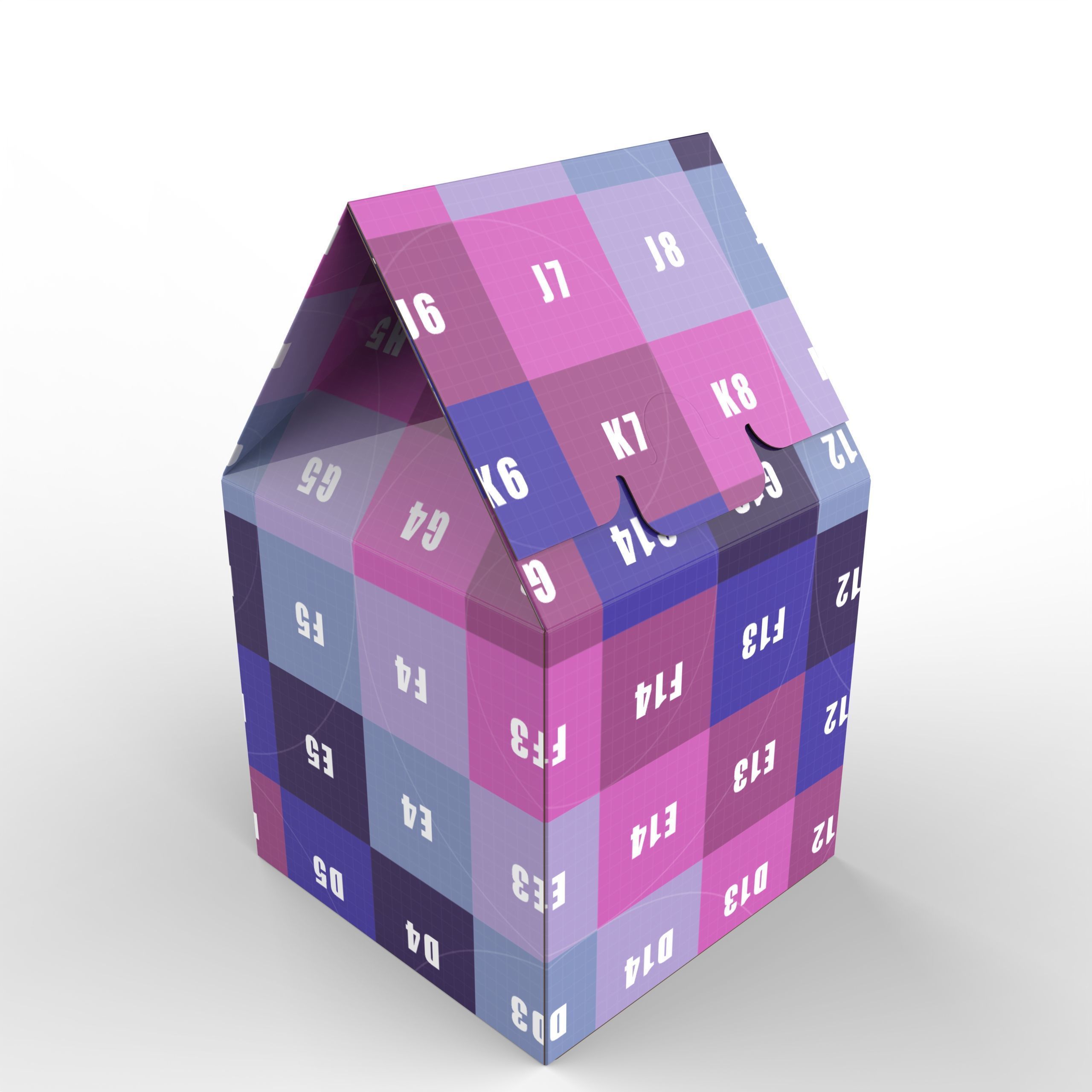 Gable Top Cardboard Packaging Box 120x120x80mm Texture_6