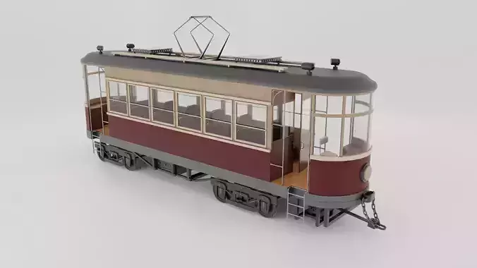 Old Tram Low-poly 3D model