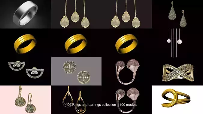 100 Rings and earrings collection  