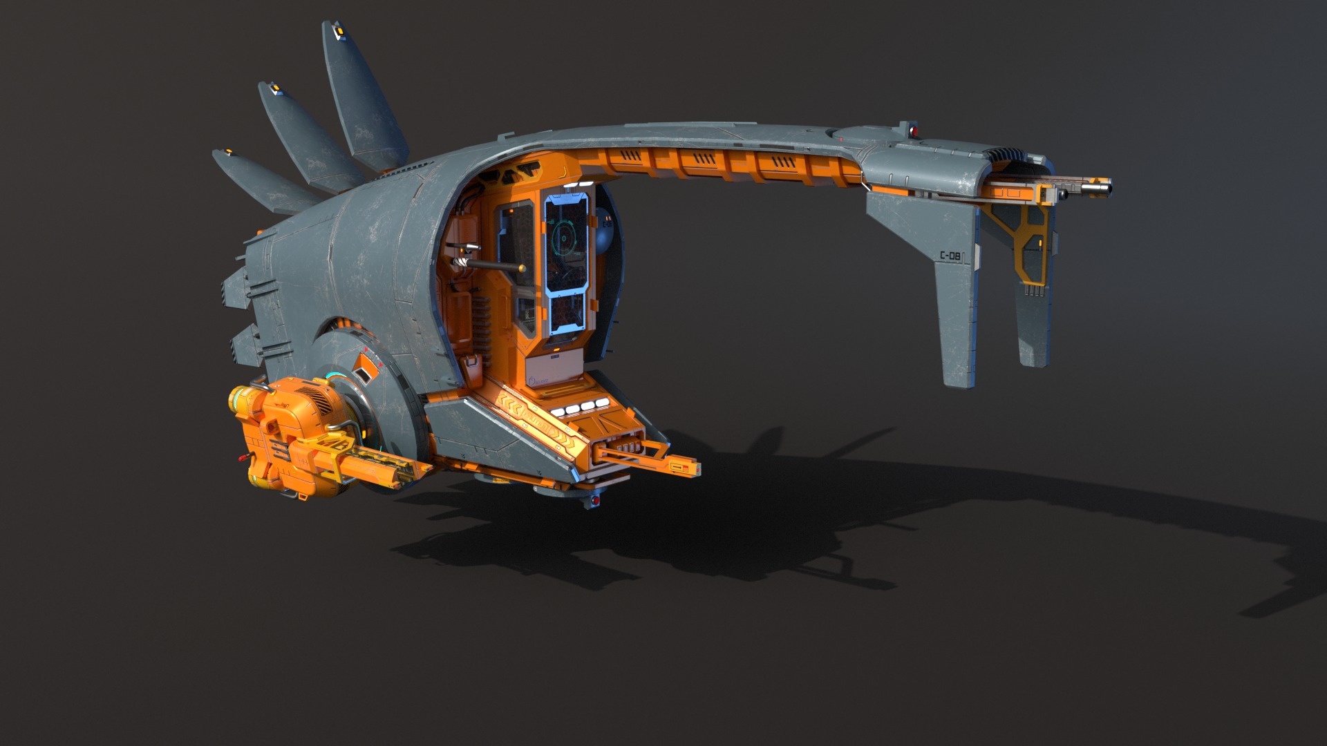 Spaceship Cobra Low-poly 3D model_1
