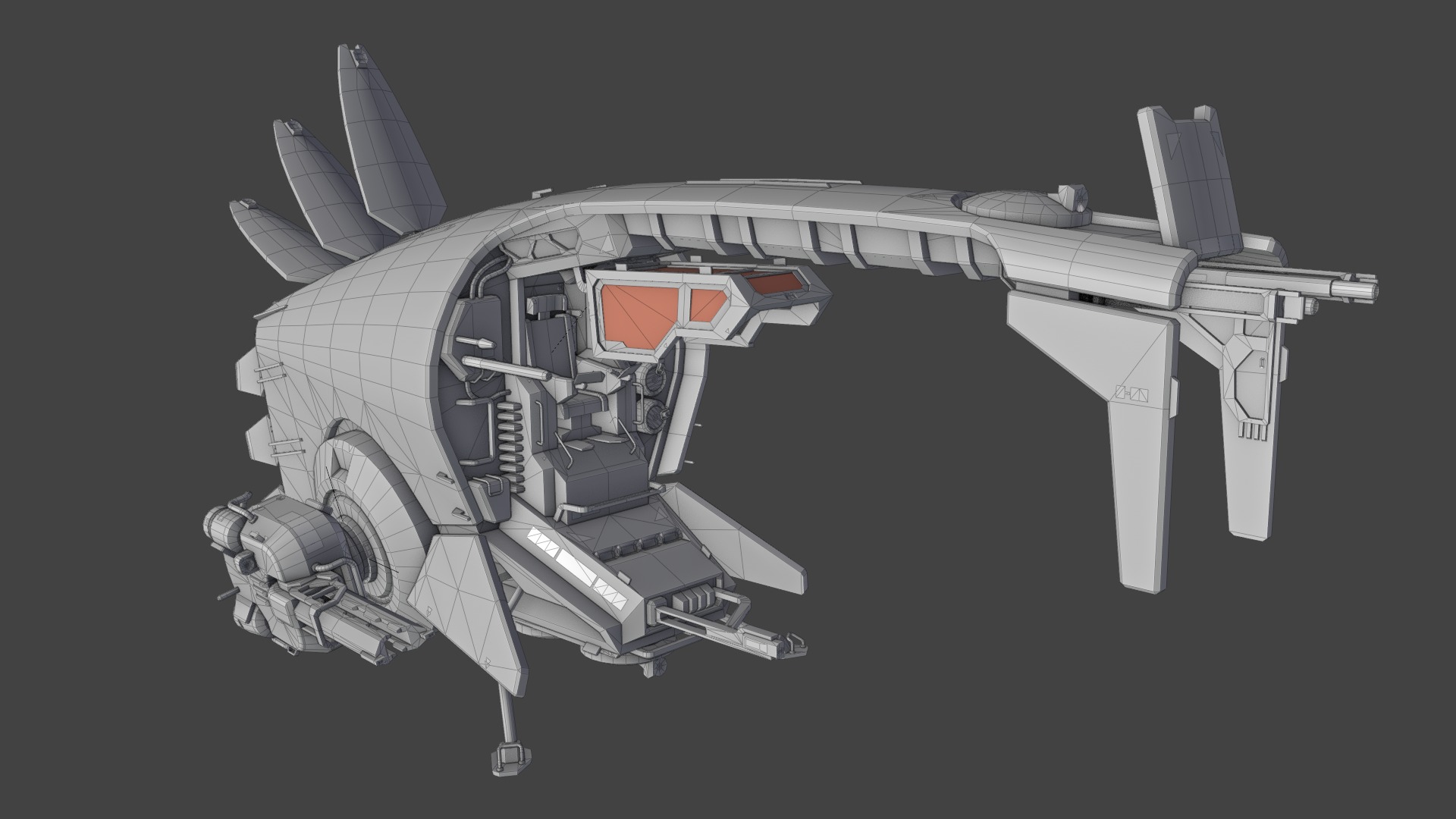 Spaceship Cobra Low-poly 3D model_8