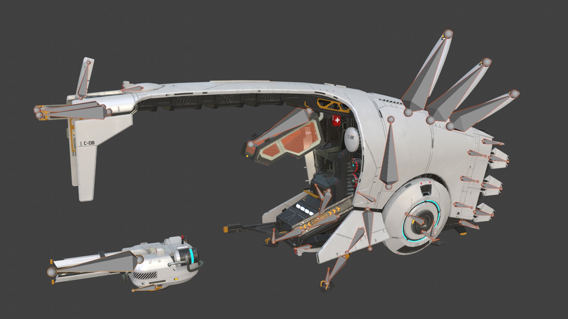 Spaceship Cobra Low-poly 3D model_10