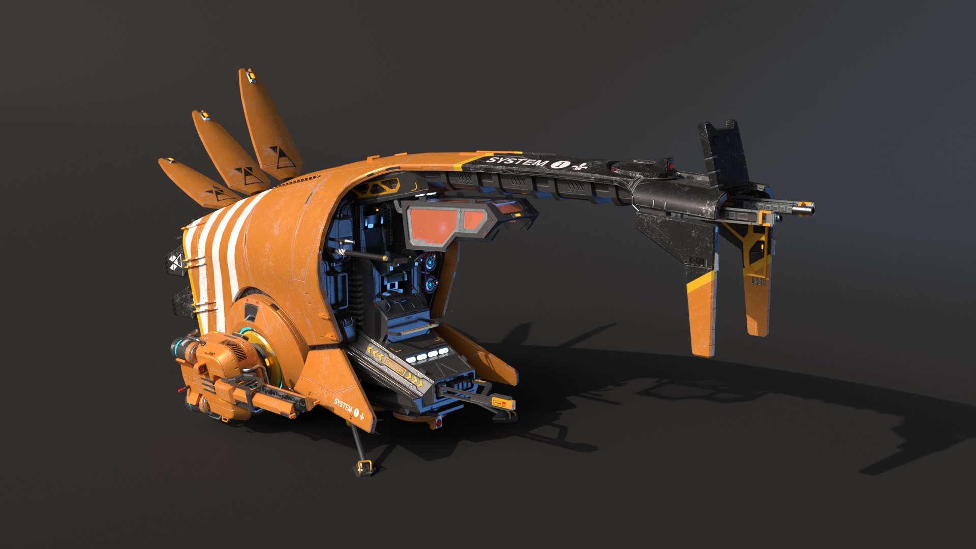 Spaceship Cobra Low-poly 3D model_5