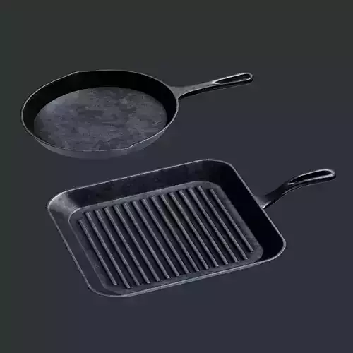 Cast Iron Pans - PBR Game Ready