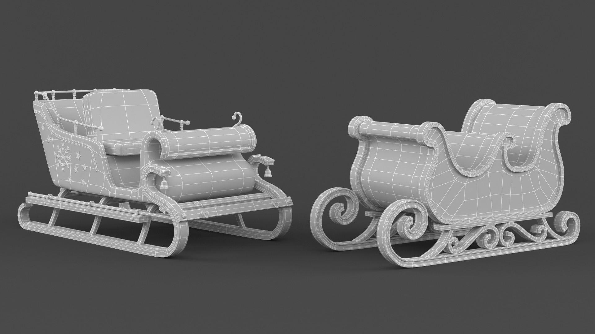 Santa Sleigh 3D model_8