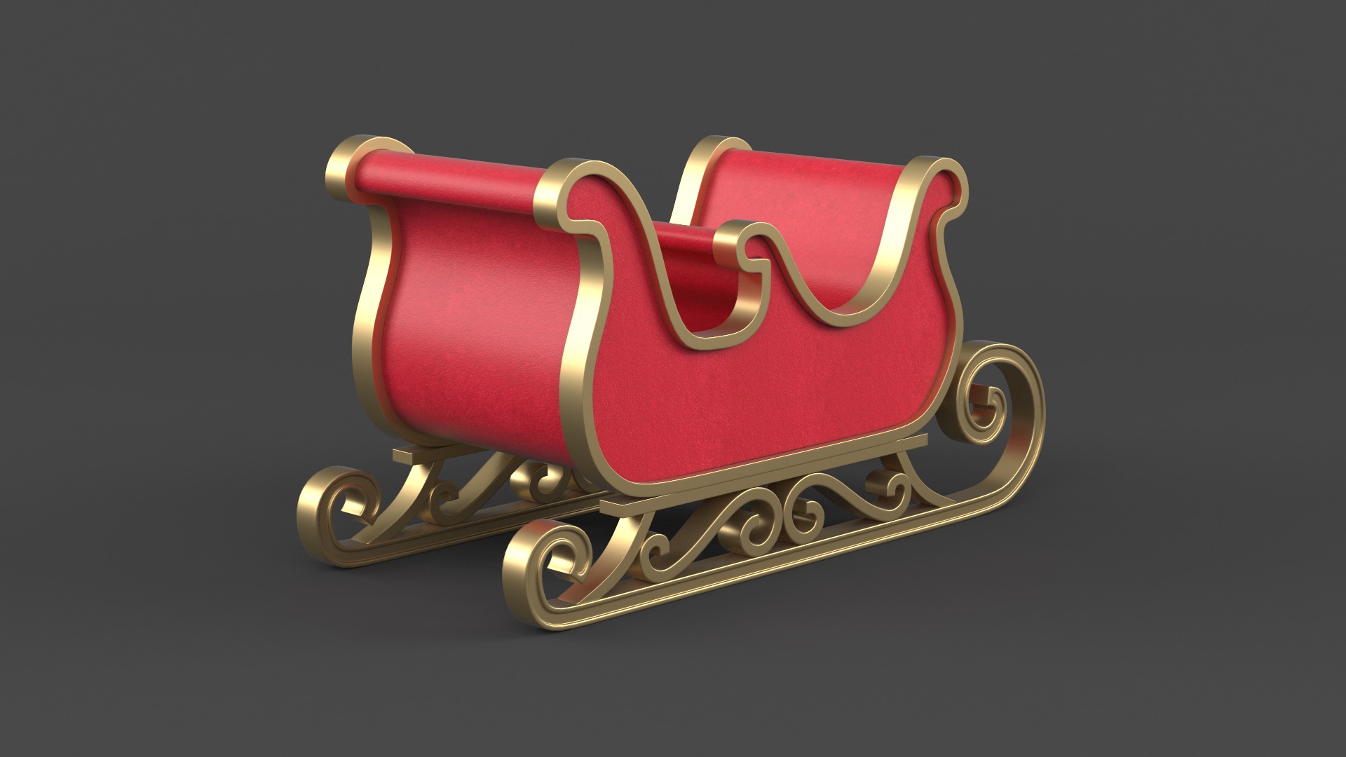Santa Sleigh 3D model_6