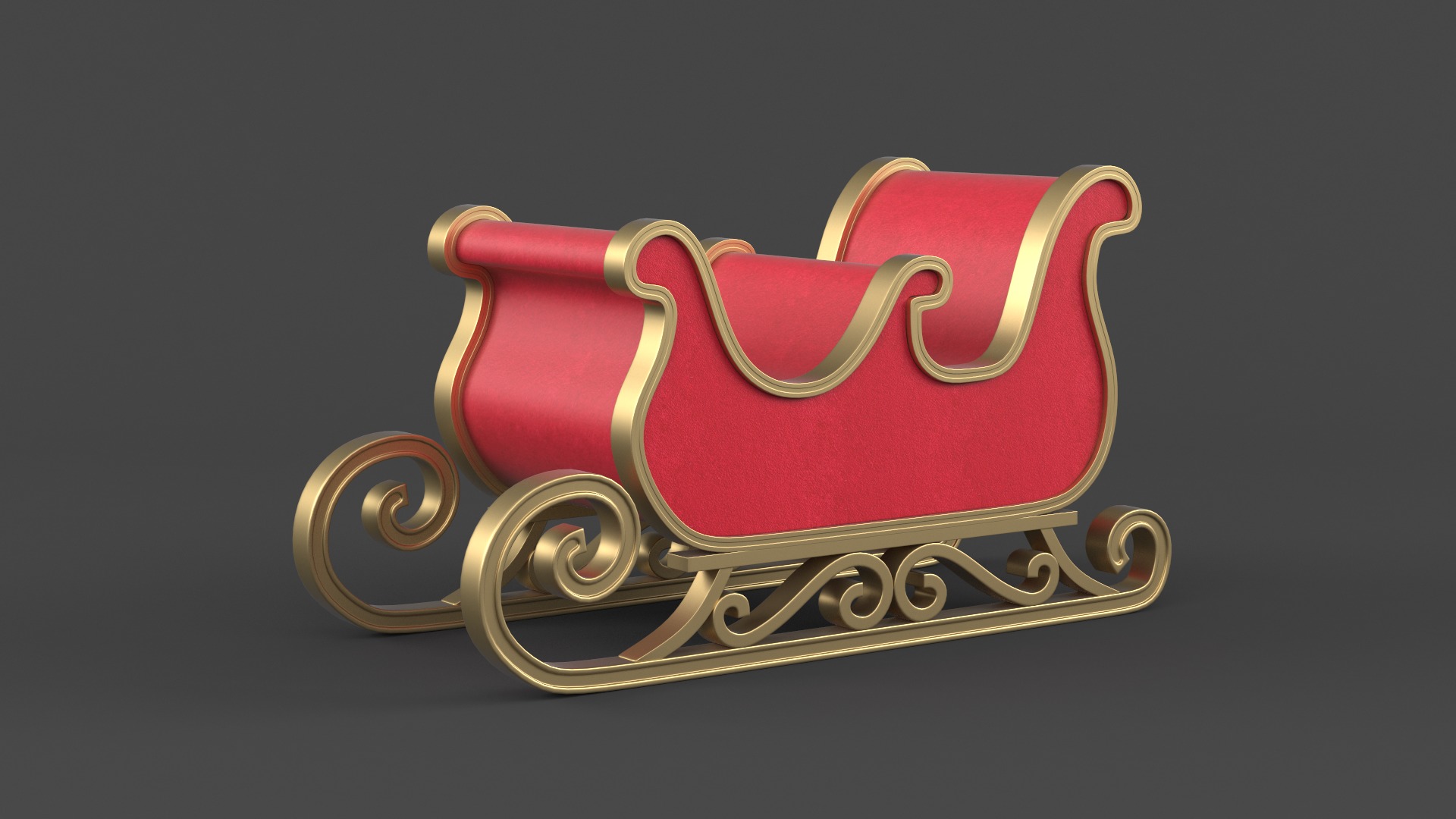 Santa Sleigh 3D model_4