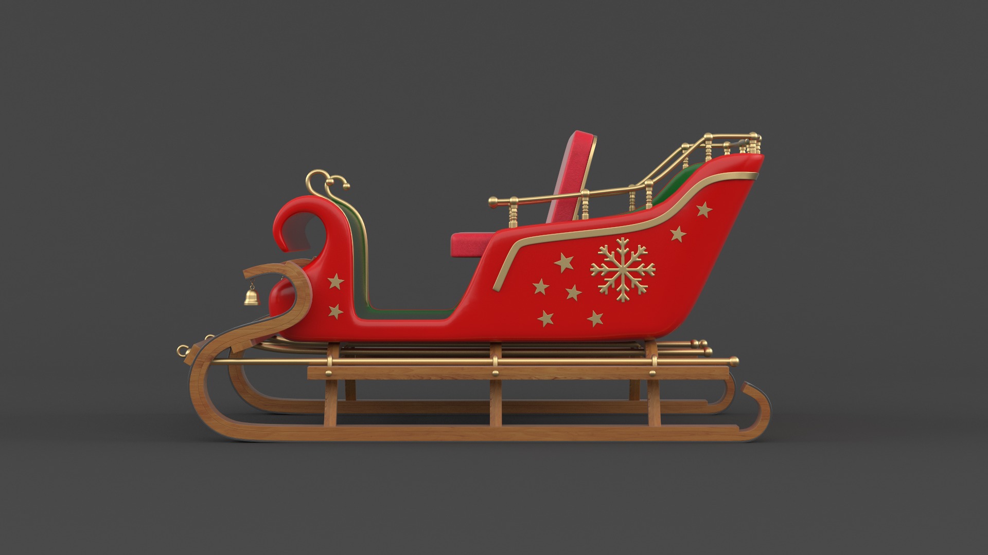 Santa Sleigh 3D model_2