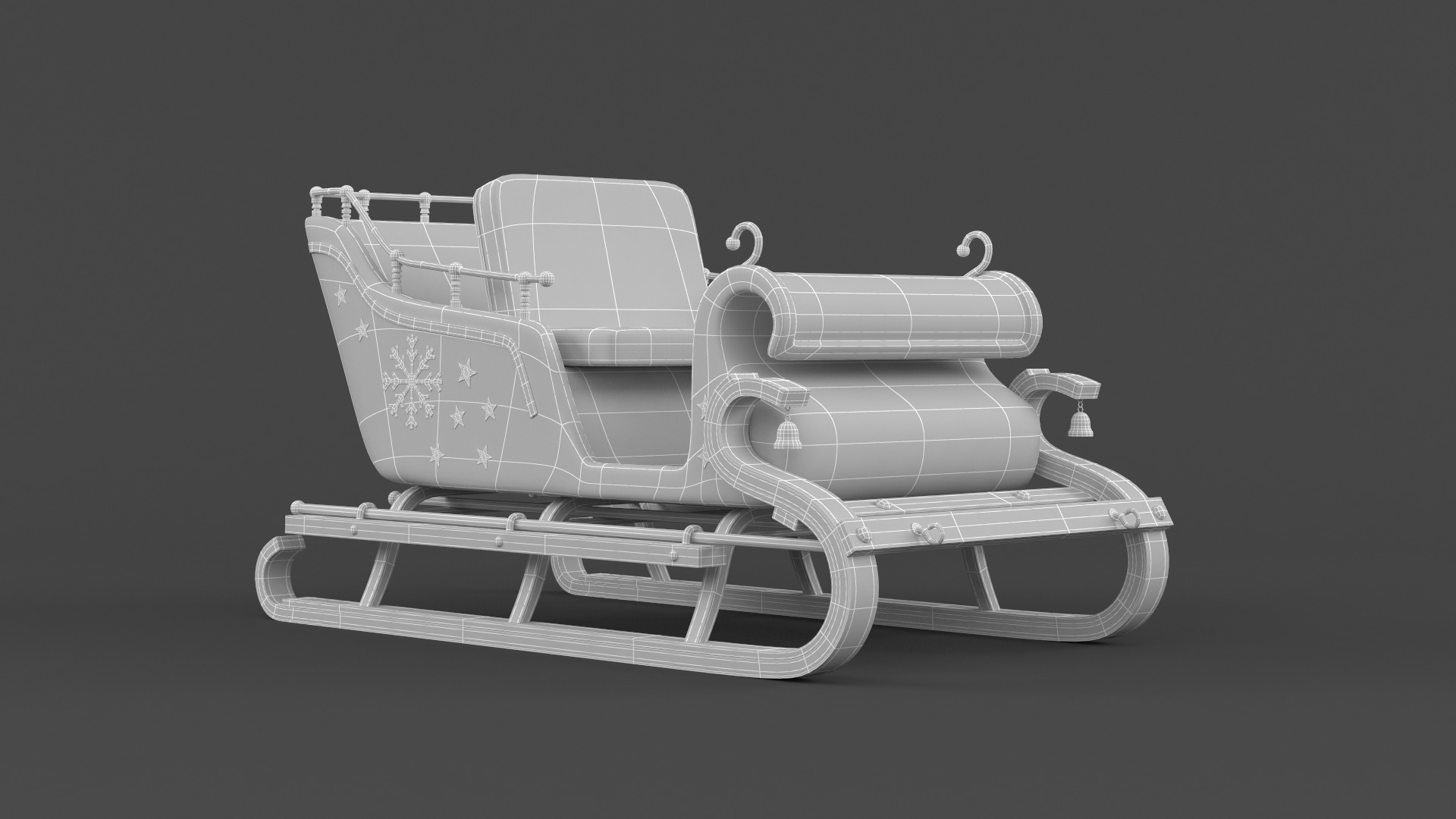 Santa Sleigh 3D model_9