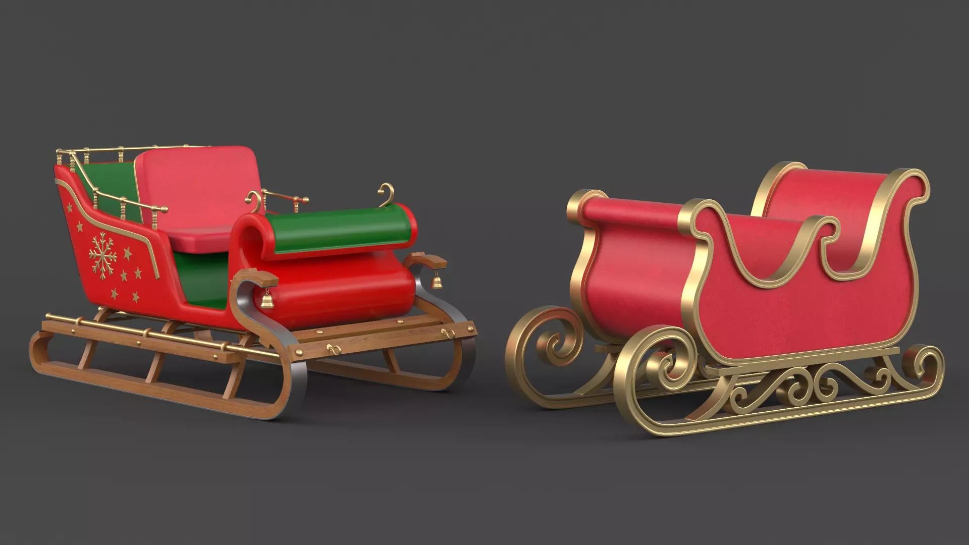 Santa Sleigh 3D model_0