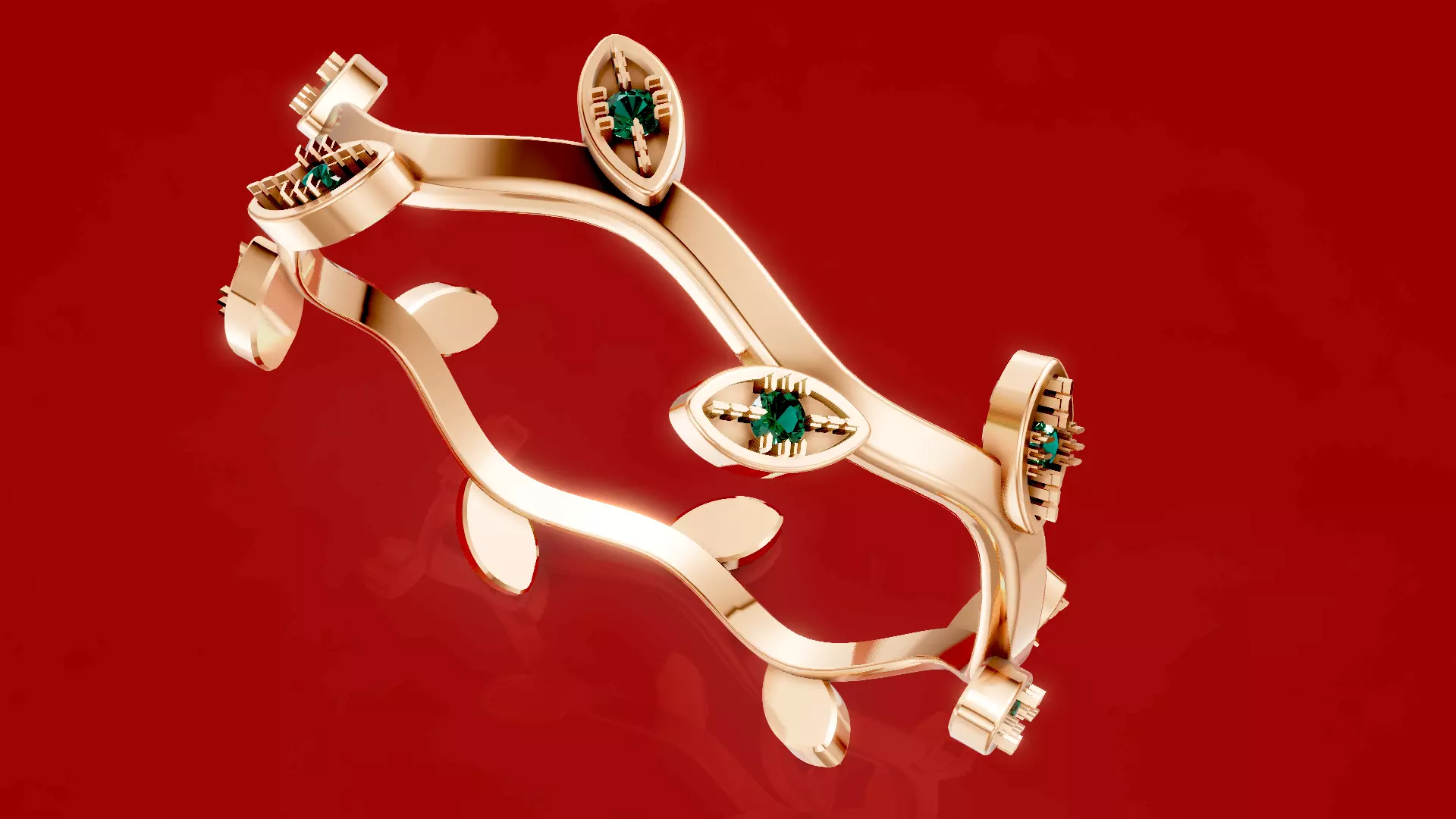 Wave Twig Leaf Ring 3D print model_0