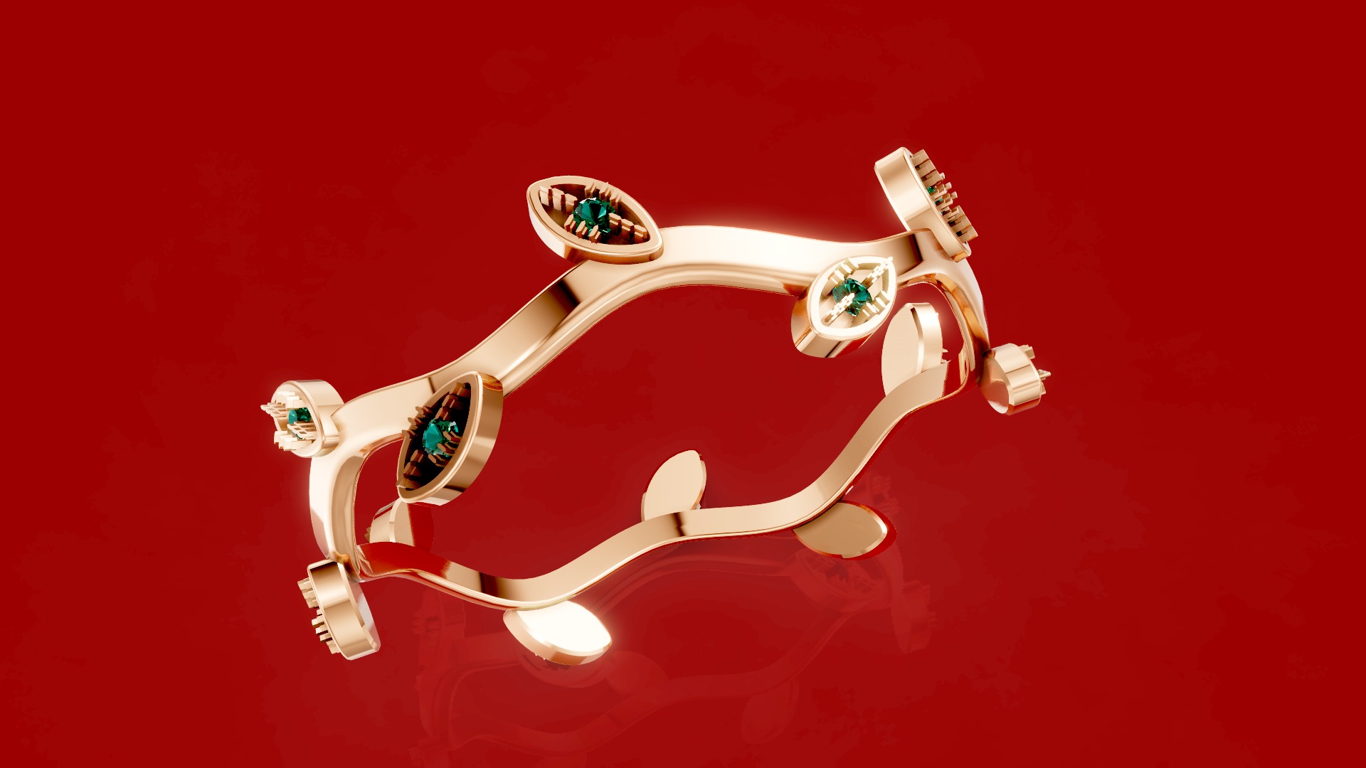 Wave Twig Leaf Ring 3D print model_1