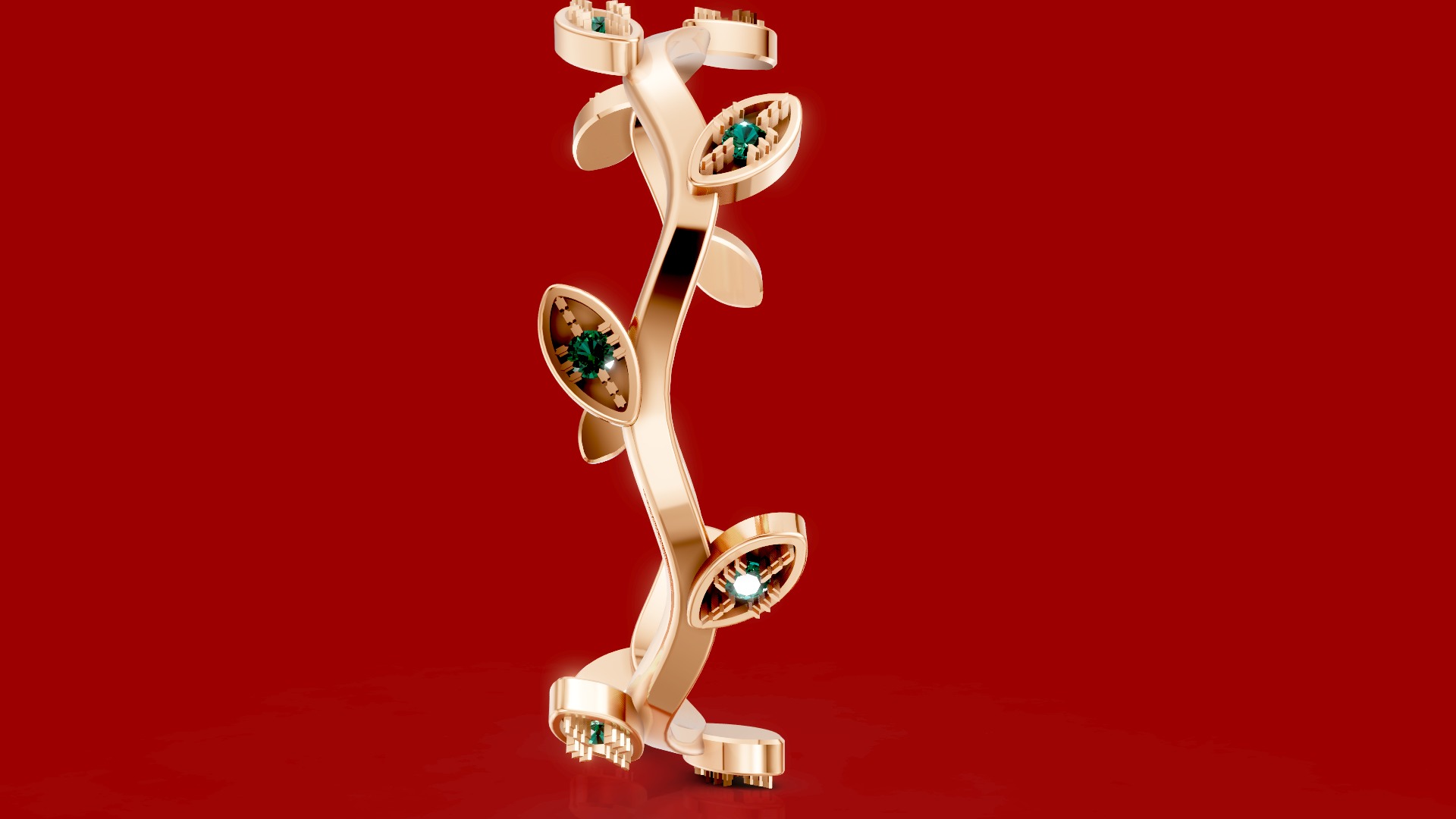 Wave Twig Leaf Ring 3D print model_2