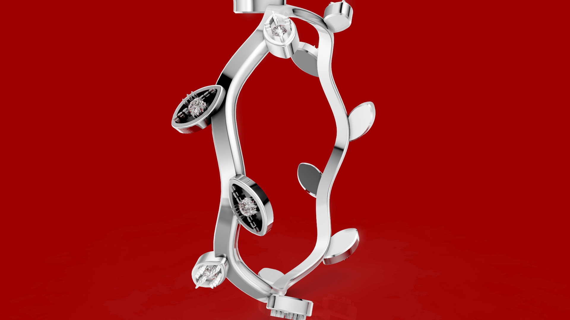 Wave Twig Leaf Ring 3D print model_3