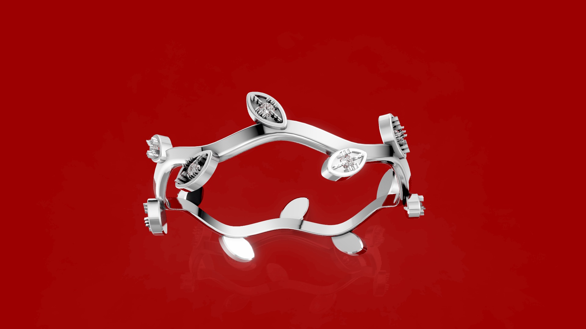 Wave Twig Leaf Ring 3D print model_5