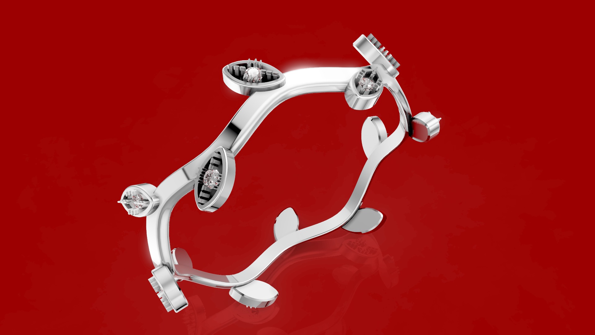 Wave Twig Leaf Ring 3D print model_6