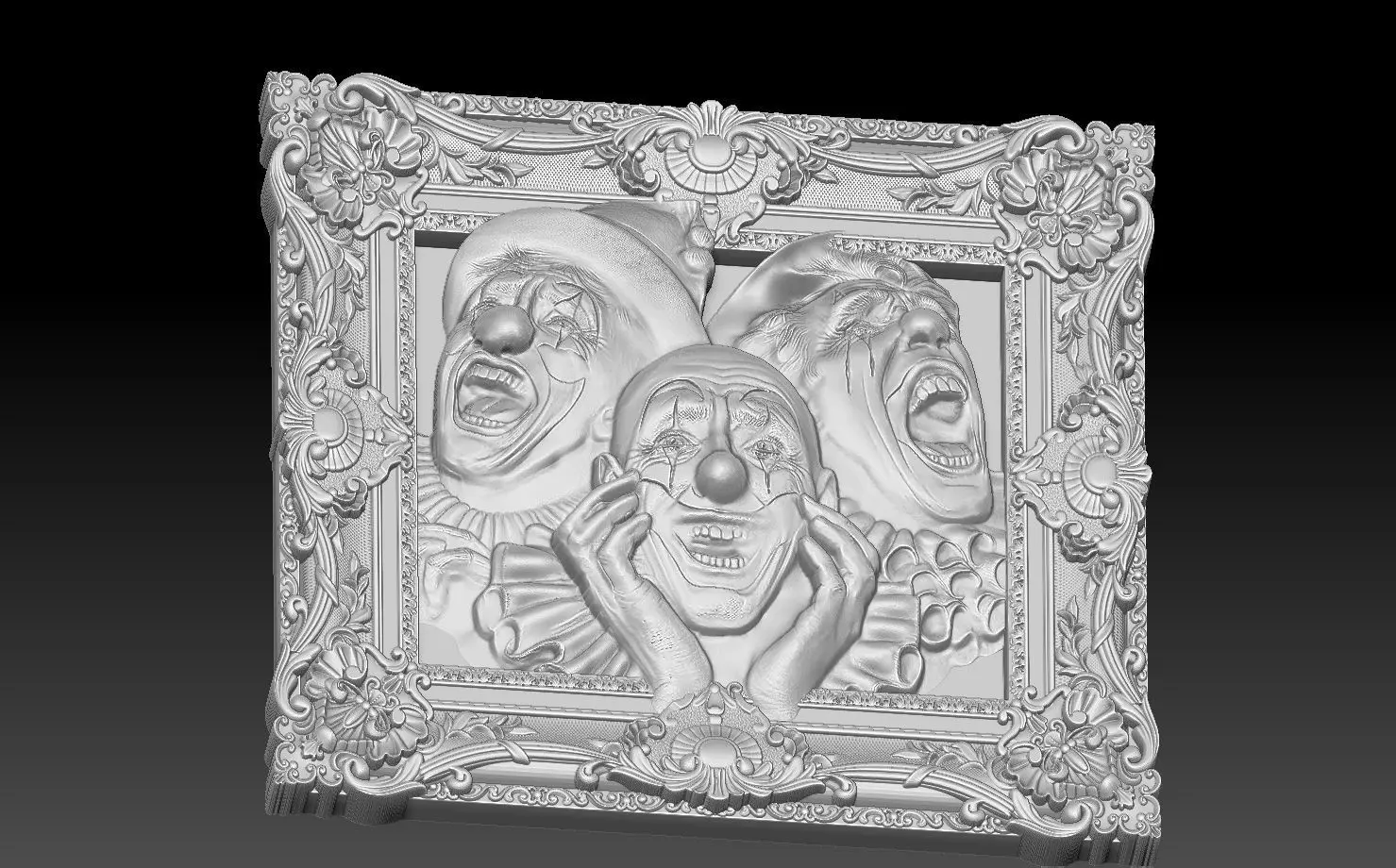 clowns - theatre-art themed framed billboard 3D print model