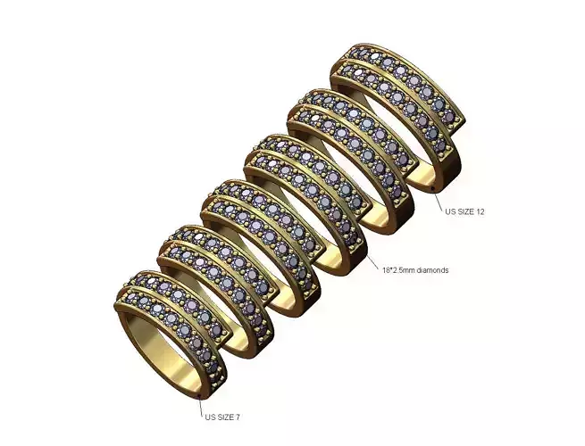 Flat wire diamond helix ring US sizes 7to12