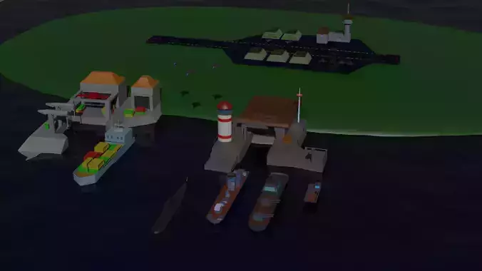 military marine equipment airport Low-poly 3D model